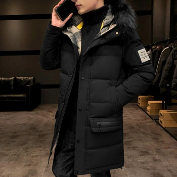 Осенне-зимняя хлопковая куртка 2022 года, мужская хлопковая куртка средней длины с капюшоном, теплая хлопковая куртка Tide, мужское пальто