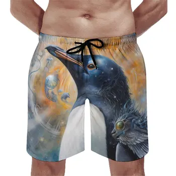 Летние пляжные шорты Penguin Sports Surf Mystical Realms Design Board, Короткие брюки, Винтажные быстросохнущие плавки Большого размера