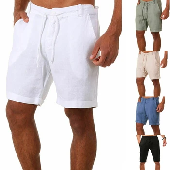 Мужские шорты, Летние однотонные спортивные шорты на шнуровке, мужская повседневная спортивная одежда с высокой талией