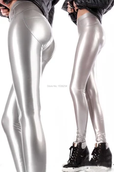 Сексуальные женские Латексные леггинсы с 3D вырезом на бедрах, Обтягивающие латексные брюки
