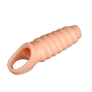 Силиконовый усилитель пениса с двойным замком цвета кожи, рукав для пениса, петушиное кольцо, задержка эякуляции, более сильная эрекция, секс-игрушки для мужчин