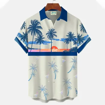 Гавайская Мужская рубашка с Медузой, Элегантная Одежда для японцев 2023, Zevity Man, Горячая Летняя Одежда, Повседневное Платье для тела, Обычная посадка