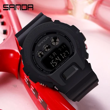 SANDA Модные Простые Спортивные часы Мужские Военные Часы Будильник Ms Устойчивые Водонепроницаемые Цифровые Часы reloj hombre