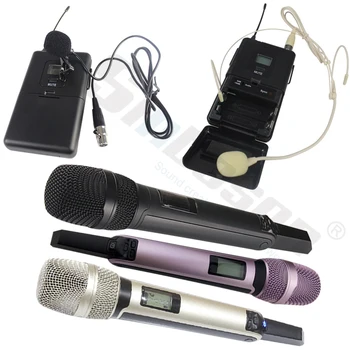 профессиональная высококачественная UHF петличная гарнитура ручной двухканальный беспроводной микрофон