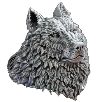 3D Волчья голова и узор на хвостовике Кольцо Wild Force 16 г Кольцо из чистого стерлингового серебра 925 пробы