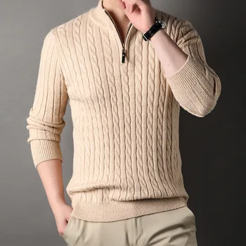 Новый мужской свитер с толстой иглой на молнии, кардиган, сверхпрочный утолщенный Теплый осенне-зимний мужской пуловер, свитер