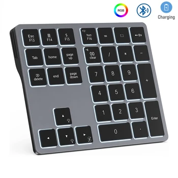 Missgoal RGB Беспроводная Цифровая клавиатура Bluetooth Перезаряжаемая Цифровая клавиатура Портативная клавиатура с подсветкой для Windows и macOS