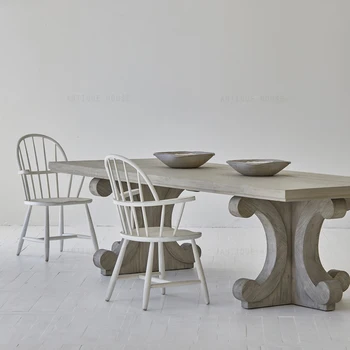 Винтажная ретро мебель в стиле французского кантри из переработанной сосны mesa, обеденный стол в деревенском стиле, 8-местные деревянные обеденные столы