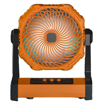 Кемпинговый вентилятор со светодиодным фонарем 10000 мАч, работающий от аккумуляторной батареи, Уличный вентилятор для палатки с легким крючком, поворот на 270 °, 3 скорости