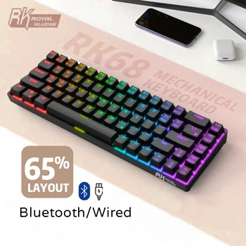 RK68 (RK855)/RK61 Pro 65% Bluetooth RGB С возможностью горячей замены Механическая Игровая клавиатура Компактная 68 Клавиш Беспроводная Игровая клавиатура
