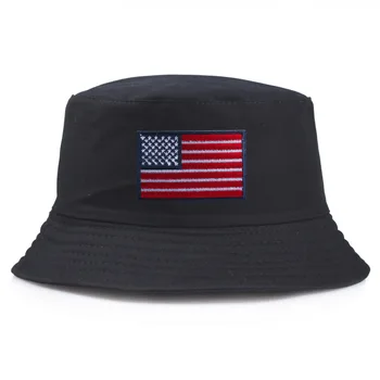Летняя Панама с флагом Америки, США, для женщин, мужчин, Двухсторонняя панама, Кепки, Солнцезащитная Летняя черная хлопковая Рыболовная шляпа Рыбака 2022