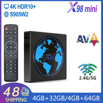Smart TV Box X98 Mini TV BOX S905W2 Android 11 2,4 G и 5G Двойной WiFi BT 4K HDR HD Видео Медиаплеер Телеприставка X98 Mini TV BOX