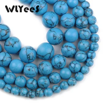 WLYeeS Цена по прейскуранту завода изготовителя Синие бусины Из натурального камня 6, 8, 10, 12 мм, Выбираемый размер, Круглые Свободные бусины, ювелирные изделия, Ожерелье, Подвеска, Изготовление своими руками