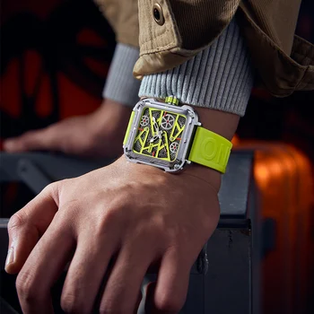 Модные мужские часы ONOLA Hollow, полностью автоматические роскошные часы, мужские водонепроницаемые наручные часы с силиконовой лентой