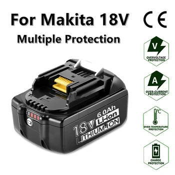 2022 Для Makita 18V 6000mAh Аккумуляторная Батарея Для Электроинструментов Со светодиодной литий-ионной Заменой LXT BL1860B BL1860 BL1850