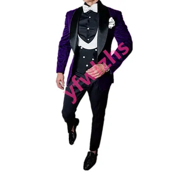Индивидуальный мужской костюм на одной пуговице, пиджак, Блейзеры, костюм на Хэллоуин, Элегантный Роскошный мужской костюм для свадьбы из трех частей Se 2110