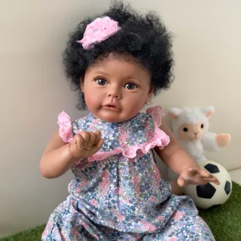 NPK 60 см Ручной работы, высококачественная возрожденная малышка Сью-Сью с темной кожей, афроамериканская кукла для девочек с укоренившимися волосами
