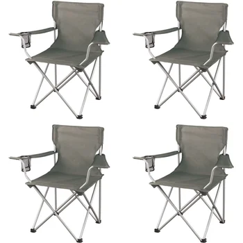 Складной пляжный стул, Походные стулья, с сетчатым подстаканником, Набор из 4 штук, 32,10x19,10x32,10 дюймов