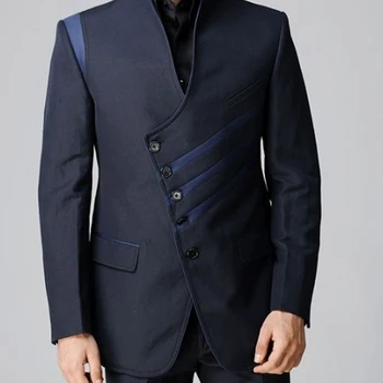 Блейзер для мужчин, диагональный однобортный повседневный модный костюм, пиджак с V-образным вырезом, блейзер для свадебной вечеринки, выпускной на заказ