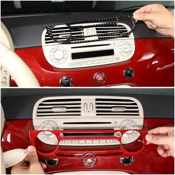 Для Fiat 500 2011-2019 Наклейка для отделки центральной панели управления автомобиля из настоящего углеродного волокна, аксессуары для салона Автомобиля, мягкий Углерод