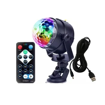 Диско-шар для вечеринки DJ Сценический светильник LED RGB 7 цветов Со звуком, активируемый пультом дистанционного управления, Стробоскопическое освещение для автомобиля, игровой комнаты на День рождения