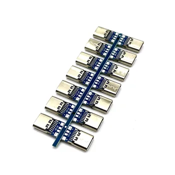 1шт Разъем USB-C 3.1 Type C USB 14-Контактный Разъем-розетка Со Сквозными отверстиями PCB 180 Вертикальный экран Общая длина 14,6 мм