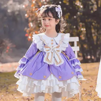 Осенне-весеннее Бальное платье Принцессы в испанской Лолите на День Рождения, Крещение, Детские Бутик-платья для девочек A1122