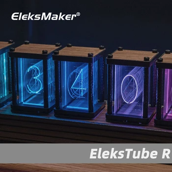 EleksMaker Цифровые часы Nixie Украшение домашнего стола Светодиодная RGB подсветка Ретро Электронный декор Настольный стол Деревянный DIY EleksTube R