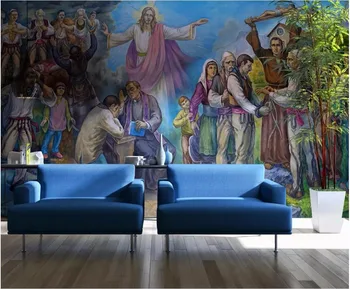 Пользовательские фрески 3D фото обои Иисус Христос картина маслом гостиная Домашний декор 3D настенные фрески обои для стен 3 d