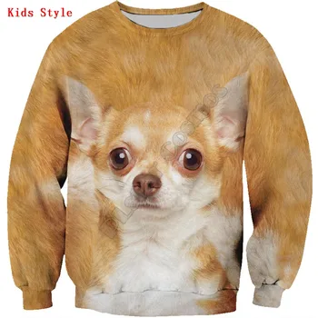 Толстовки с 3D принтом Чихуахуа, пуловеры для мальчиков и девочек, рубашки с длинными рукавами, детская толстовка с забавными животными 02