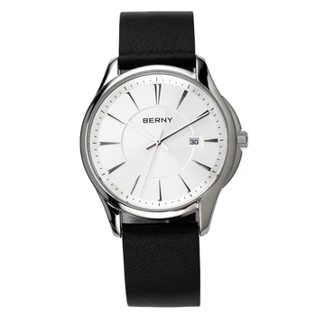 BERNY Мужские часы Кварцевые Дата Япония Наручные часы Miyota GM10 Деловые Спортивные Водонепроницаемые мужские часы Кожаные Простые часы для мужчин