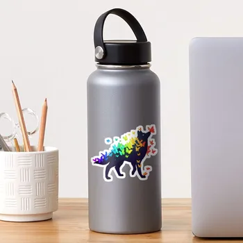 Наклейка Rainbow Pride Galaxy Wolf для ноутбука, декора спальни, автомобиля, милого мультяшного искусства, модного общественного чемодана