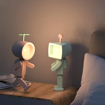 Светодиодный Мини-робот-книжка, прикроватная Тумбочка для детской спальни, Милый мультяшный орнамент в виде динозавра, ночник, украшение дома