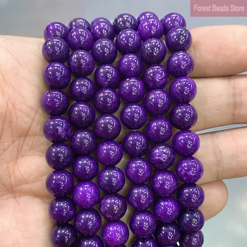 Бусины из натурального камня Темно-Фиолетовый Халцедон, Нефритовые Круглые Бусины для Изготовления ювелирных изделий, Подвески 